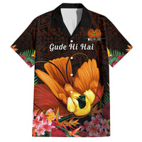 Gude Hi Hai Papua New Guinea Family Matching Tank Maxi Dress and Hawaiian Shirt Motuan PNG Raggiana Bird of Paradise Tropical Vibes LT14 Dad's Shirt - Short Sleeve Black - Polynesian Pride