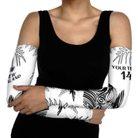 Custom New Zealand Kiwi Football Arm Sleeves Aotearoa Silver Fern LT14 - Polynesian Pride