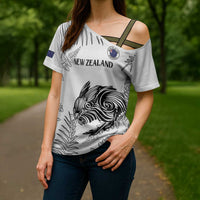 Custom New Zealand Kiwi Football Cross Shoulder Shirt Aotearoa Silver Fern LT14 - Polynesian Pride