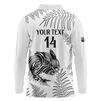 Custom New Zealand Kiwi Football Long Sleeve Polo Shirt Aotearoa Silver Fern LT14 - Polynesian Pride