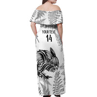 Custom New Zealand Kiwi Football Off Shoulder Maxi Dress Aotearoa Silver Fern LT14 - Polynesian Pride