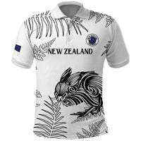 Custom New Zealand Kiwi Football Polo Shirt Aotearoa Silver Fern LT14 White - Polynesian Pride