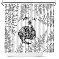 Custom New Zealand Kiwi Football Shower Curtain Aotearoa Silver Fern LT14 White - Polynesian Pride