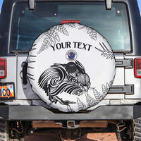 Custom New Zealand Kiwi Football Spare Tire Cover Aotearoa Silver Fern LT14 White - Polynesian Pride