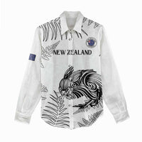 Custom New Zealand Kiwi Football Women Casual Shirt Aotearoa Silver Fern