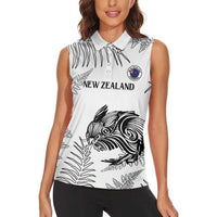 Custom New Zealand Kiwi Football Women Sleeveless Polo Shirt Aotearoa Silver Fern LT14 - Polynesian Pride