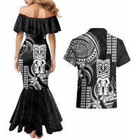 Hawaii Ku God Couples Matching Mermaid Dress and Hawaiian Shirt Kakau Mix Polynesian Tattoo LT14 - Polynesian Pride