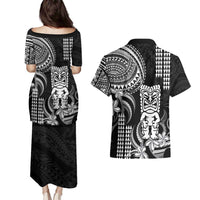 Hawaii Ku God Couples Matching Puletasi and Hawaiian Shirt Kakau Mix Polynesian Tattoo LT14 - Polynesian Pride