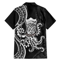 Black Hawaii Kanaloa God Family Matching Off Shoulder Maxi Dress and Hawaiian Shirt Hawaiian Octopus LT14 - Polynesian Pride