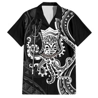 Black Hawaii Kanaloa God Family Matching Summer Maxi Dress and Hawaiian Shirt Hawaiian Octopus LT14 Dad's Shirt - Short Sleeve Black - Polynesian Pride