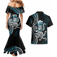 Turquoise Hawaii Kanaloa God Couples Matching Mermaid Dress and Hawaiian Shirt Hawaiian Octopus LT14 - Polynesian Pride