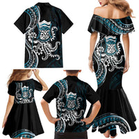 Turquoise Hawaii Kanaloa God Family Matching Mermaid Dress and Hawaiian Shirt Hawaiian Octopus LT14 - Polynesian Pride