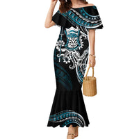 Turquoise Hawaii Kanaloa God Family Matching Mermaid Dress and Hawaiian Shirt Hawaiian Octopus LT14 Mom's Dress Turquoise - Polynesian Pride