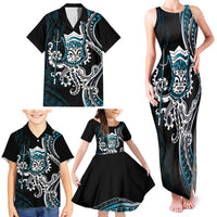 Turquoise Hawaii Kanaloa God Family Matching Tank Maxi Dress and Hawaiian Shirt Hawaiian Octopus LT14 - Polynesian Pride
