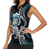 Turquoise Hawaii Kanaloa God Women Sleeveless Polo Shirt Hawaiian Octopus LT14 - Polynesian Pride
