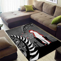 New Zealand ANZAC Day Area Rug 25th April Silver Fern With Poppy LT14 - Polynesian Pride
