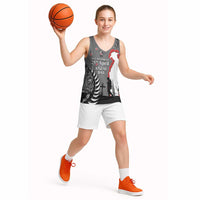 New Zealand ANZAC Day Basketball Jersey 25th April Silver Fern With Poppy LT14 - Polynesian Pride