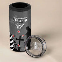 New Zealand ANZAC Day 4 in 1 Can Cooler Tumbler 25th April Silver Fern With Poppy LT14 - Polynesian Pride