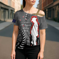 New Zealand ANZAC Day Cross Shoulder Shirt 25th April Silver Fern With Poppy LT14 - Polynesian Pride
