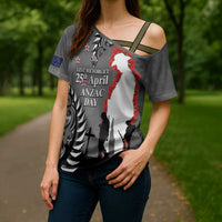 New Zealand ANZAC Day Cross Shoulder Shirt 25th April Silver Fern With Poppy LT14 - Polynesian Pride