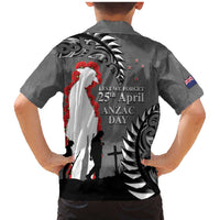 New Zealand ANZAC Day Family Matching Mermaid Dress and Hawaiian Shirt 25th April Silver Fern With Poppy LT14 - Polynesian Pride