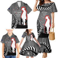 New Zealand ANZAC Day Family Matching Mermaid Dress and Hawaiian Shirt 25th April Silver Fern With Poppy LT14 - Polynesian Pride