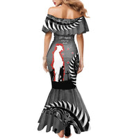 New Zealand ANZAC Day Family Matching Mermaid Dress and Hawaiian Shirt 25th April Silver Fern With Poppy LT14 - Polynesian Pride