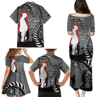 New Zealand ANZAC Day Family Matching Puletasi and Hawaiian Shirt 25th April Silver Fern With Poppy LT14 - Polynesian Pride