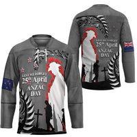 New Zealand ANZAC Day Hockey Jersey 25th April Silver Fern With Poppy LT14 - Polynesian Pride