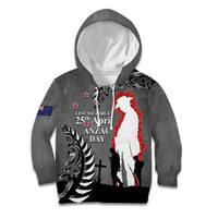 New Zealand ANZAC Day Kid Hoodie 25th April Silver Fern With Poppy LT14 Hoodie Gray - Polynesian Pride