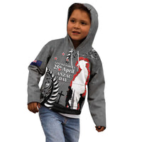 New Zealand ANZAC Day Kid Hoodie 25th April Silver Fern With Poppy LT14 - Polynesian Pride