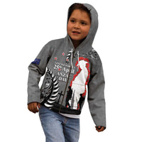 New Zealand ANZAC Day Kid Hoodie 25th April Silver Fern With Poppy LT14 - Polynesian Pride