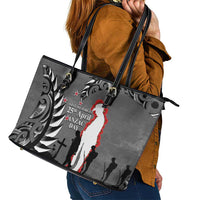 New Zealand ANZAC Day Leather Tote Bag 25th April Silver Fern With Poppy LT14 - Polynesian Pride