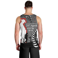 New Zealand ANZAC Day Men Tank Top 25th April Silver Fern With Poppy LT14 - Polynesian Pride