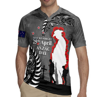 New Zealand ANZAC Day Rugby Jersey - 25th April Silver Fern With Poppy LT14 - Polynesian Pride