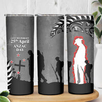 New Zealand ANZAC Day Skinny Tumbler 25th April Silver Fern With Poppy LT14 - Polynesian Pride