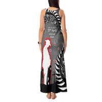 New Zealand ANZAC Day Tank Maxi Dress 25th April Silver Fern With Poppy LT14 - Polynesian Pride