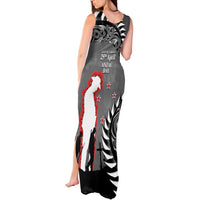 New Zealand ANZAC Day Tank Maxi Dress 25th April Silver Fern With Poppy LT14 - Polynesian Pride