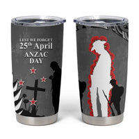 New Zealand ANZAC Day Tumbler Cup 25th April Silver Fern With Poppy LT14 Gray - Polynesian Pride