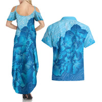 Aloha Hawaii Molokai Island Couples Matching Summer Maxi Dress and Hawaiian Shirt Hibiscus Tribal Honu Hawaiian Tattoo LT14 - Polynesian Pride