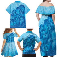 Aloha Hawaii Molokai Island Family Matching Off Shoulder Maxi Dress and Hawaiian Shirt Hibiscus Tribal Honu Hawaiian Tattoo LT14 - Polynesian Pride