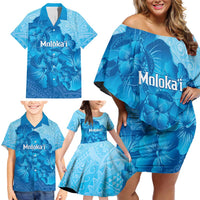 Aloha Hawaii Molokai Island Family Matching Off Shoulder Short Dress and Hawaiian Shirt Hibiscus Tribal Honu Hawaiian Tattoo LT14 - Polynesian Pride