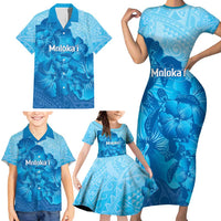 Aloha Hawaii Molokai Island Family Matching Short Sleeve Bodycon Dress and Hawaiian Shirt Hibiscus Tribal Honu Hawaiian Tattoo LT14 - Polynesian Pride