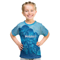 Aloha Hawaii Molokai Island Kid T Shirt Hibiscus Tribal Honu Hawaiian Tattoo LT14 Blue - Polynesian Pride