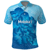 Aloha Hawaii Molokai Island Polo Shirt Hibiscus Tribal Honu Hawaiian Tattoo LT14 Blue - Polynesian Pride