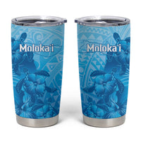 Aloha Hawaii Molokai Island Tumbler Cup Hibiscus Tribal Honu Hawaiian Tattoo LT14 Blue - Polynesian Pride