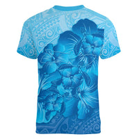 Aloha Hawaii Molokai Island Women V-Neck T-Shirt Hibiscus Tribal Honu Hawaiian Tattoo LT14 - Polynesian Pride