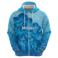 Aloha Hawaii Molokai Island Zip Hoodie Hibiscus Tribal Honu Hawaiian Tattoo LT14 - Polynesian Pride