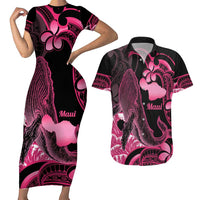 Aloha Hawaii Maui Couples Matching Short Sleeve Bodycon Dress and Hawaiian Shirt Valley Isle Humpback Whale Black