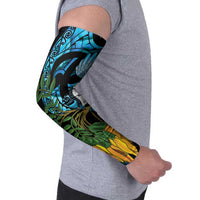 Turquoise New Zealand Kowhai And Piwakawaka Arm Sleeves Maori Ngaru Paua Shell LT14 - Polynesian Pride